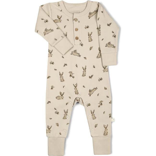 Organic Button Romper, Bunny Hop - Rompers - 2