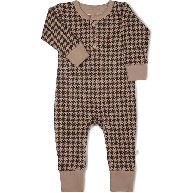 Organic Button Romper, Houndstooth - Rompers - 2