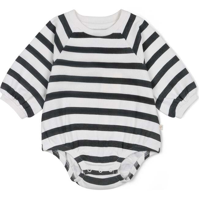 Organic Bubble Romper, Slate Stripes - Rompers - 2