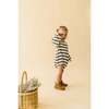 Organic Bubble Romper, Slate Stripes - Rompers - 1 - thumbnail