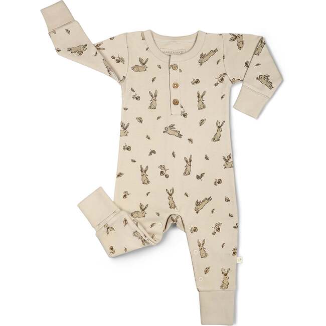 Organic Button Romper, Bunny Hop - Rompers - 4