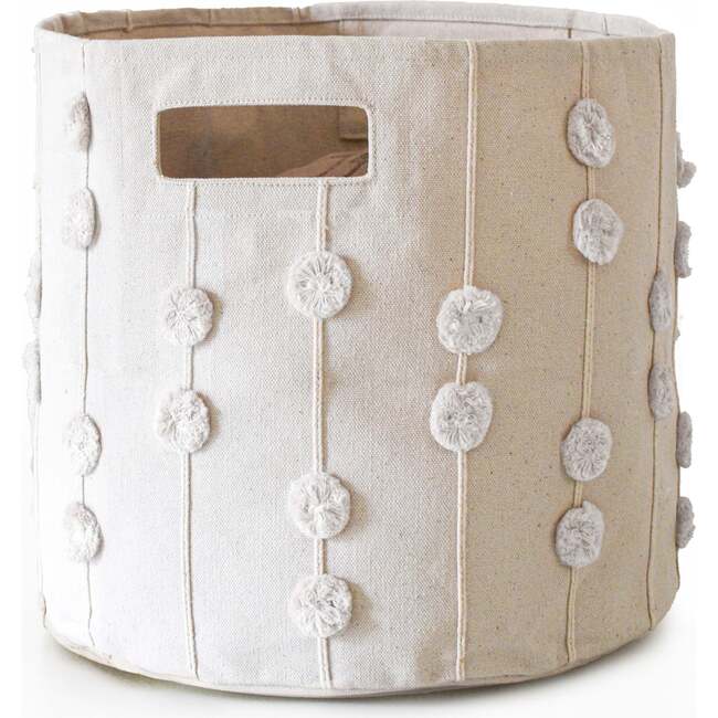 Handmade Canvas Storage Basket Pom Pom, Ivory - Storage - 1