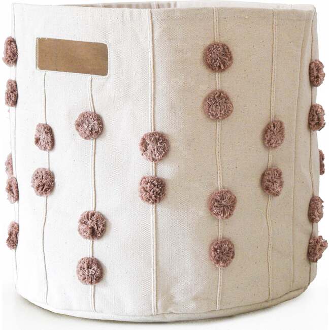 Handmade Canvas Storage Basket Pom Pom, Pecan - Storage - 1