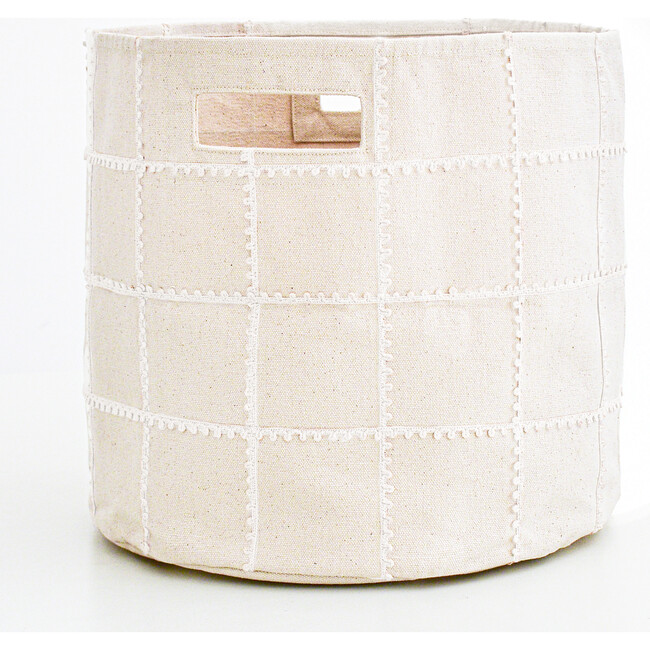 Handmade Canvas Storage Basket Lace, Ivory