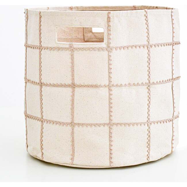 Handmade Canvas Storage Basket Lace, Taupe - Storage - 1