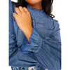 Women's Ruby Chambray Pintuck Neck Ladder Lace Insert Broderie Trim Blouse, Blue - Blouses - 2