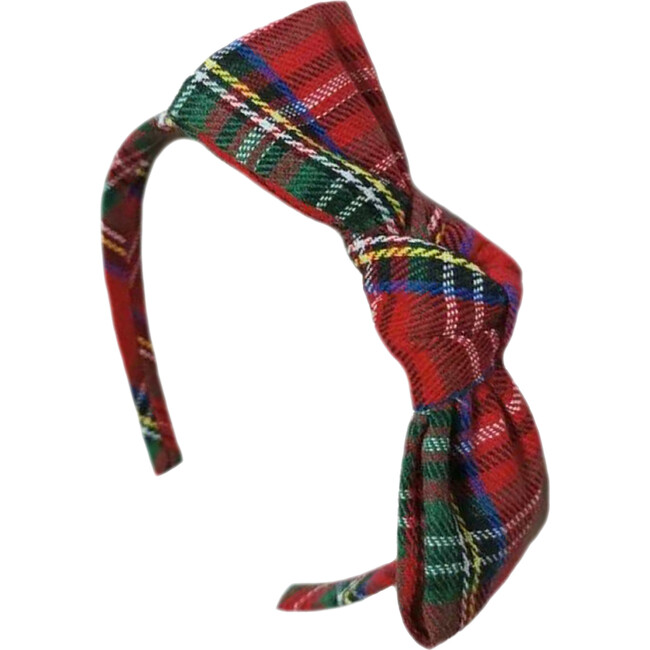 Plaid Bow Headband, Red