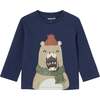 Winter Bear Graphic T-Shirt, Navy - T-Shirts - 1 - thumbnail