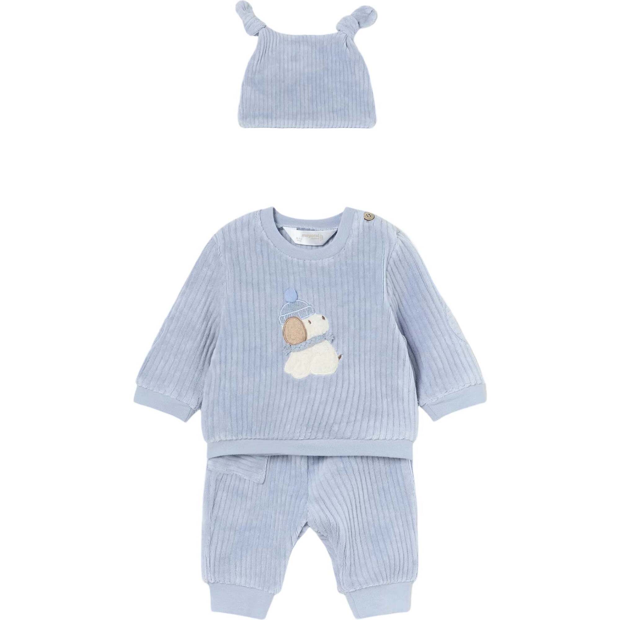 Winter Pup Corduroy Tracksuit, Blue - Mixed Apparel Set - 1