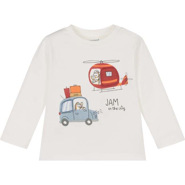 Transport Graphic T-Shirt, Cream - T-Shirts - 1