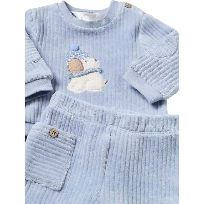 Winter Pup Corduroy Tracksuit, Blue - Mixed Apparel Set - 2