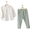 Velvet Ruffle Outfit, Green - Mixed Apparel Set - 2