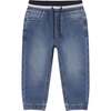 Soft Denim Joggers, Blue - Pants - 1 - thumbnail