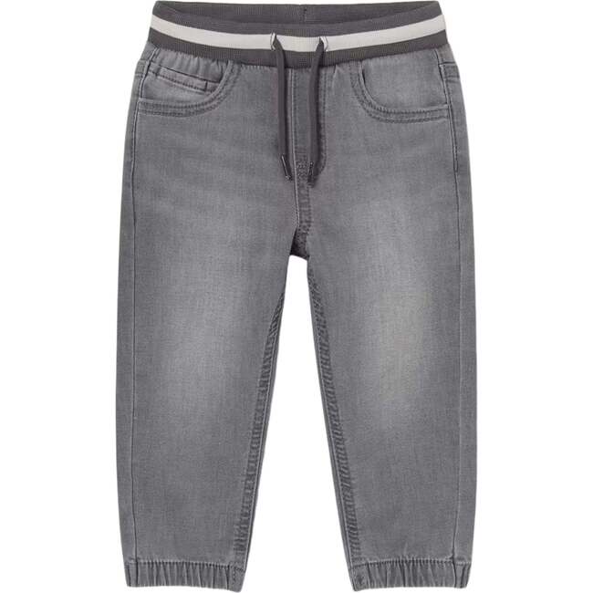 Soft Denim Joggers, Gray - Pants - 1