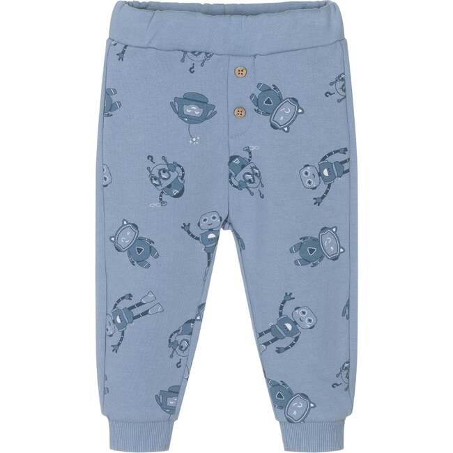 Robot Print Sweatpants, Blue - Sweatpants - 1