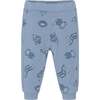 Robot Print Sweatpants, Blue - Sweatpants - 1 - thumbnail