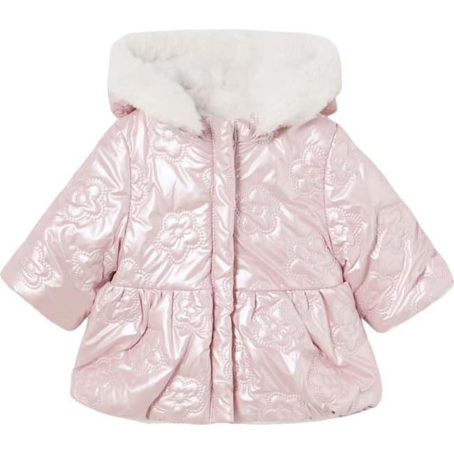 Reversible Puffer Faux Fur Coat, Pink