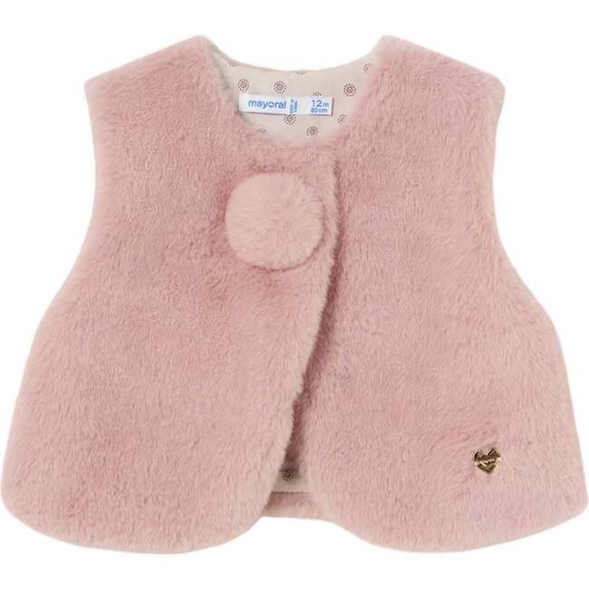 Pom Faux Fur Vest, Pink