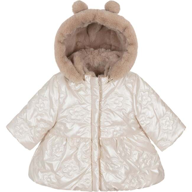 Reversible Puffer Faux Fur Coat, Beige