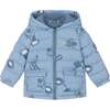 Robot Print Puffer Jacket, Blue - Jackets - 1 - thumbnail