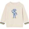 Robot Knit Sweater, Cream - Sweaters - 1 - thumbnail