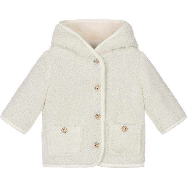 Reversible Faux Shearling Coat, Cream - Coats - 3