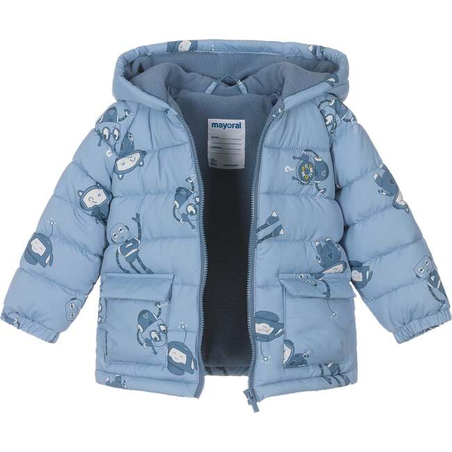 Robot Print Puffer Jacket, Blue - Jackets - 2