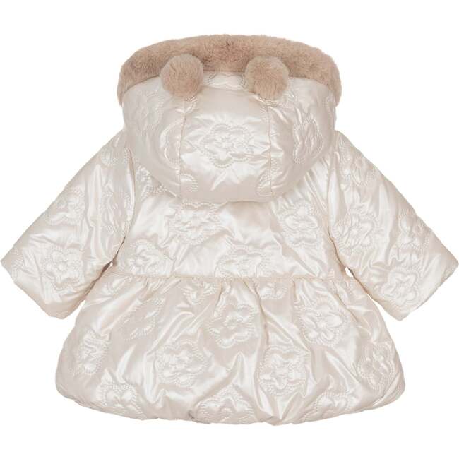 Reversible Puffer Faux Fur Coat, Beige - Coats - 2