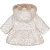 Reversible Puffer Faux Fur Coat, Beige - Coats - 2