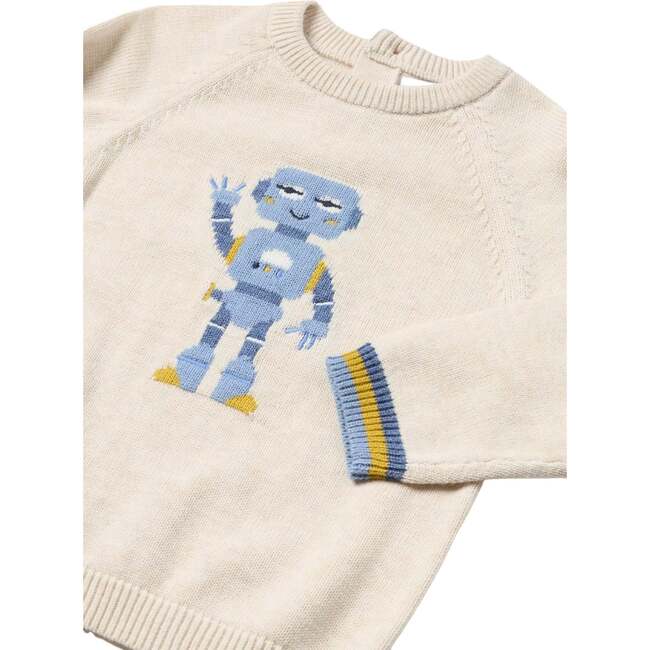 Robot Knit Sweater, Cream - Sweaters - 2