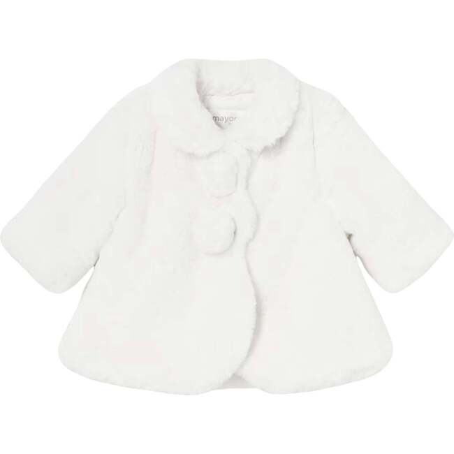 Pom Faux Fur Coat, White