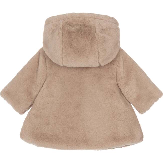 Reversible Puffer Faux Fur Coat, Beige - Coats - 3