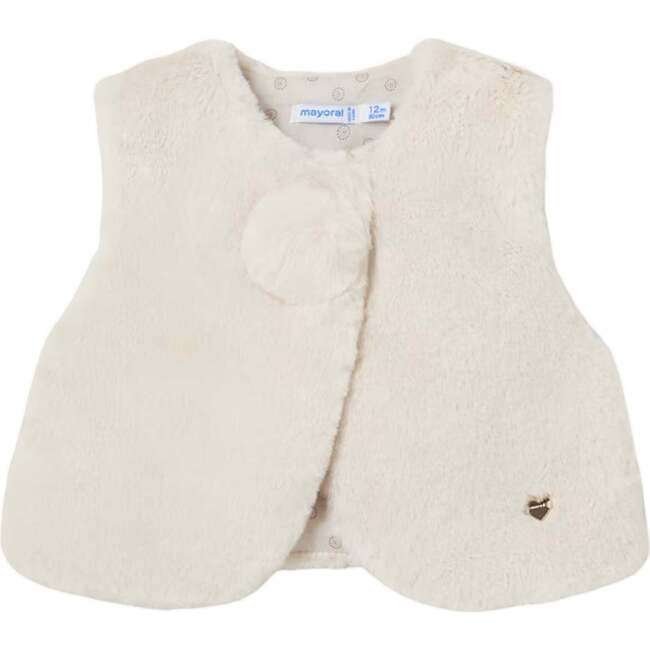 Pom Faux Fur Vest, Ivory