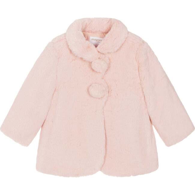 Pom Faux Fur Coat, Pink