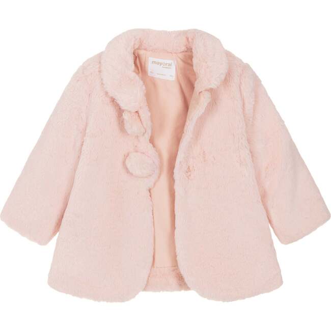 Pom Faux Fur Coat, Pink - Coats - 2