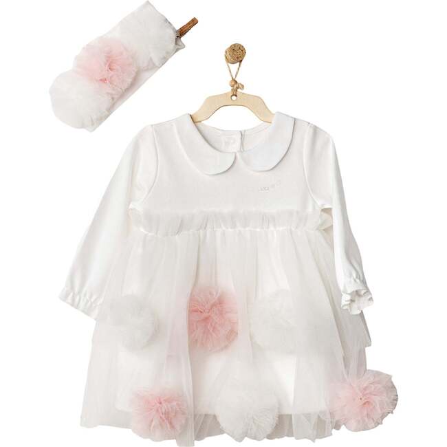 Petit Love Pom Dress & Headband, White - Dresses - 2