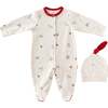 Penguin Trim Babygrow & Beanie, Cream - Onesies - 1 - thumbnail