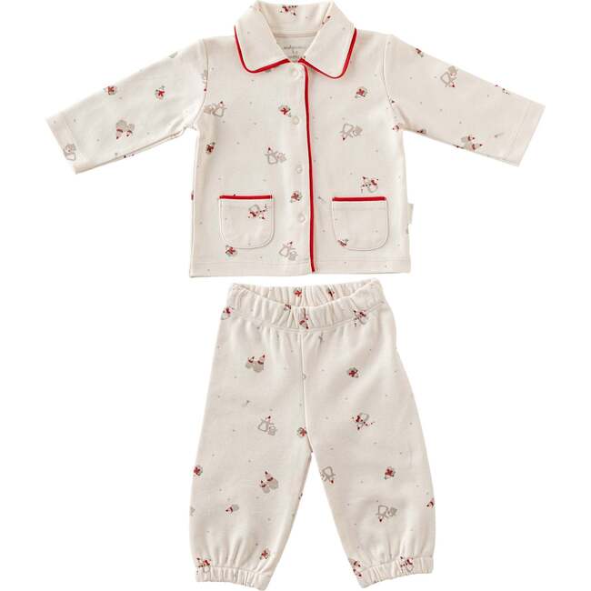 Penguin Print Pajamas, Cream