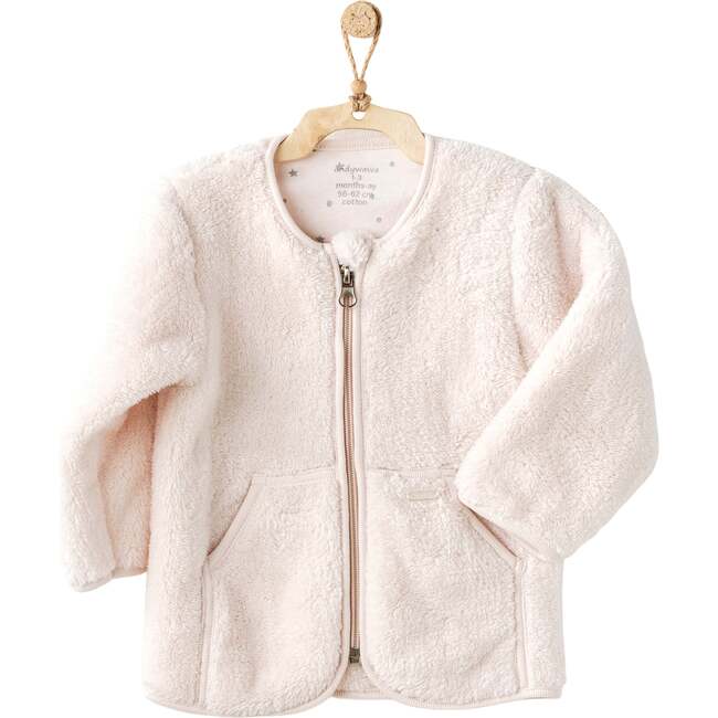 Plush Zip Up Jacket, Cream - Jackets - 2