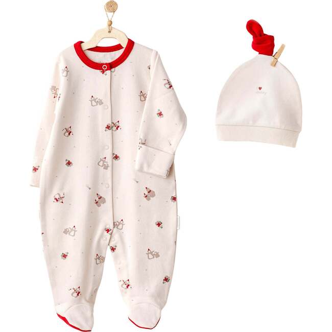 Penguin Trim Babygrow & Beanie, Cream - Onesies - 3