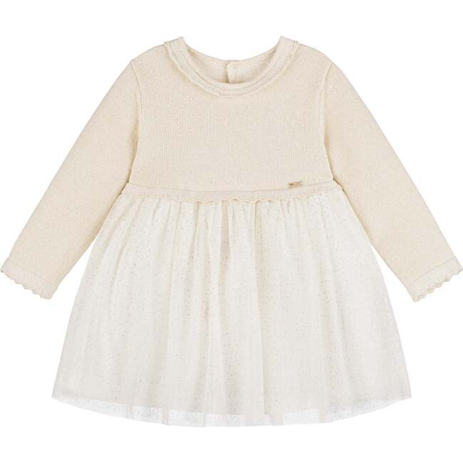 Knit Jersey Tulle Dress, Ivory