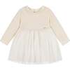 Knit Jersey Tulle Dress, Ivory - Dresses - 1 - thumbnail