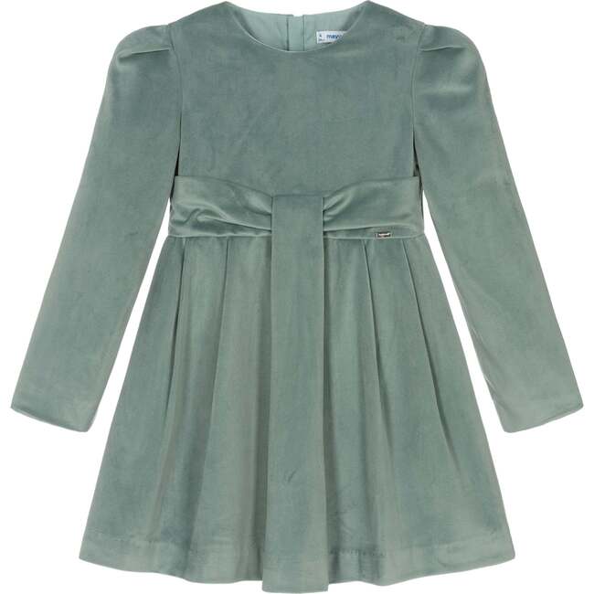 Jade Velvet Bow Dress, Green