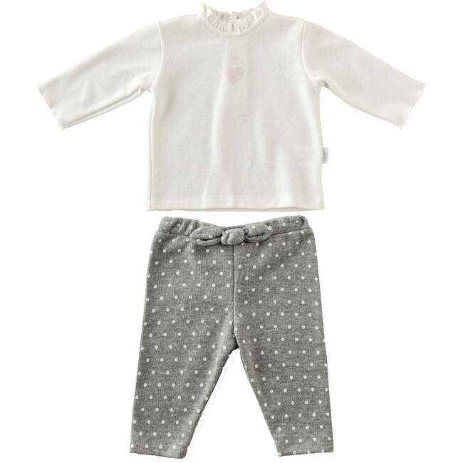 Kitten Heart Print Outfit, White