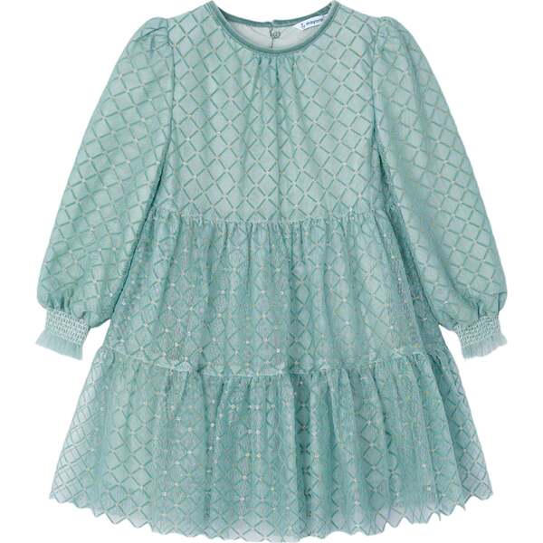 Jade Polka Dot Tulle Dress, Green - Mayoral Dresses | Maisonette