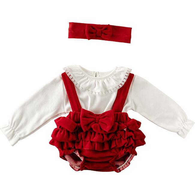 Holiday Ruffle Outfit & Headband, Red - Mixed Apparel Set - 1