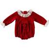 Holiday Ruffle Velvet Bodysuit, Red - Onesies - 1 - thumbnail