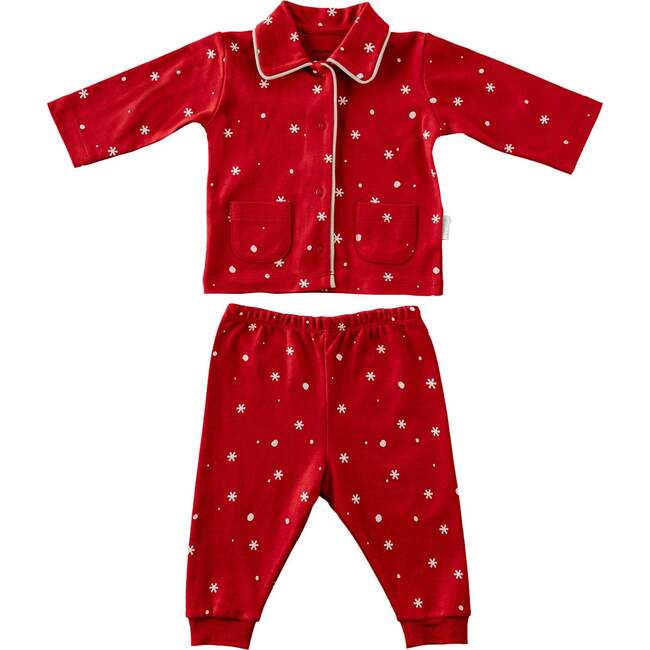 Holiday Print Pajamas, Red - Pajamas - 1