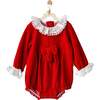 Holiday Ruffle Velvet Bodysuit, Red - Onesies - 2