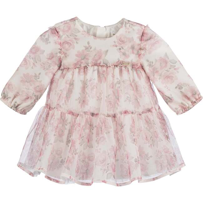 Floral Tulle Smocked Dress, Pink